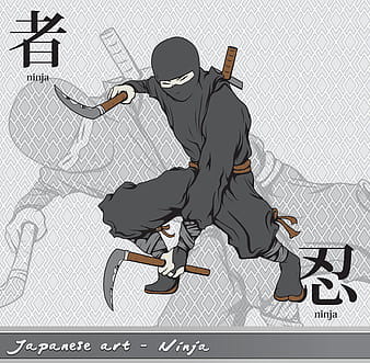 Ninja with kanji vector eps ai
