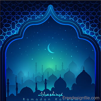 Ramadan kareem decor blue backgrounds vectors  eps