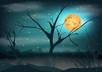 Swamp At Night Background eps svg vector