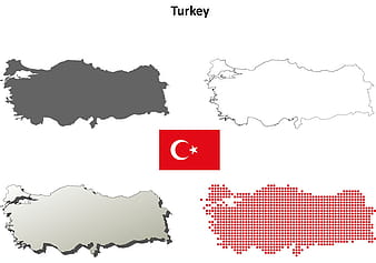 Turkey outline map set vector ai eps