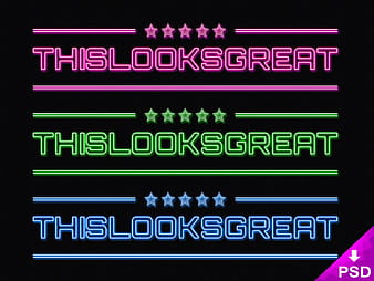 Neon Glow Text Styles psd vector