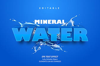 Water editable font effect text vector eps