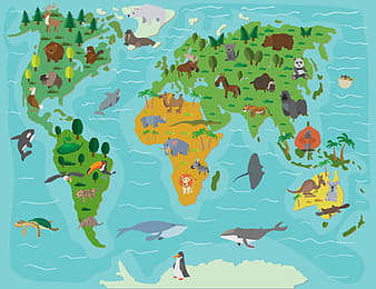 Wild animal with world maps vector  eps