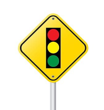 Traffic light over yellow sign vector eps ai