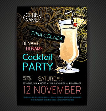 Cocktail party poster and flyer template vector  eps