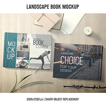 Lanscape book mockup psd vector
