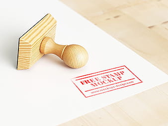 Free wood stamp mockup psd vector