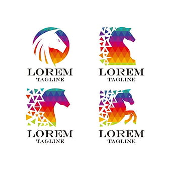 Multicolor horse logo collection eps vector