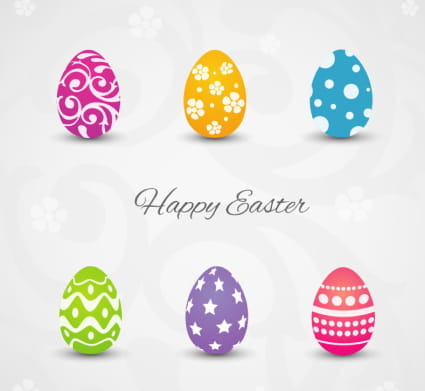 6 Easter Egg pattern vector material ai