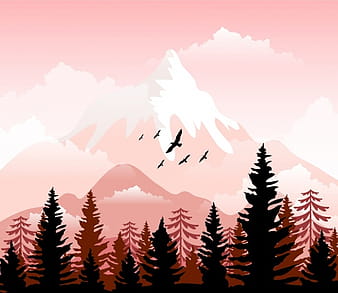 La vida silvestre paisaje fondo montaña bosque aves iconos decoración ai eps