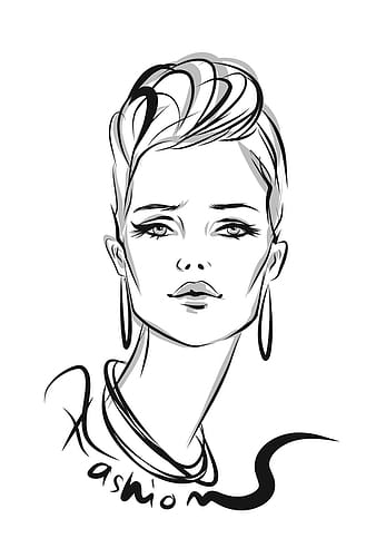 Sketch female portrait vector eps