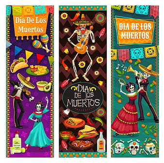 Banner cartoon Mexico dead day celebration vector eps