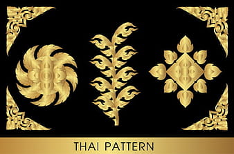 Golden thai ornaments art vector material 17 eps