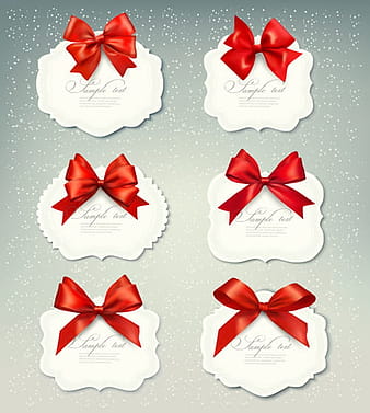 Exquisite ribbon bow gift cards vector set 23 eps