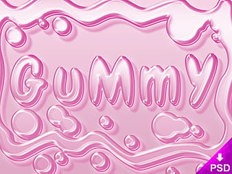 Pink Gummy Text Style psd vector