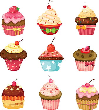 Various sweet cakes set vector 10 eps