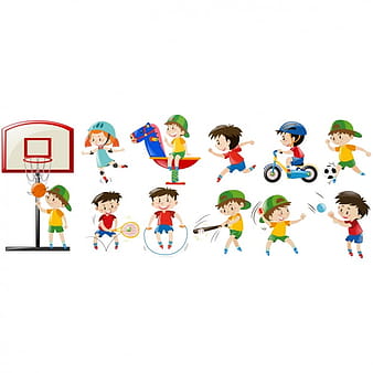 Kids practising sport eps vector