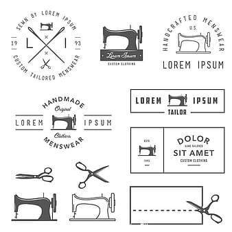 Vektor label mesin jahit eps
