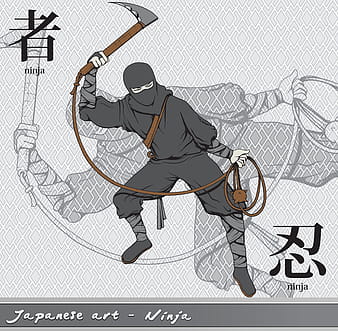 Ninja with kanji vector ai eps