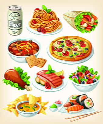Different Food elements set  eps vector