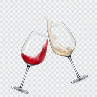 Set vasos transparentes con vino tinto y blanco eps