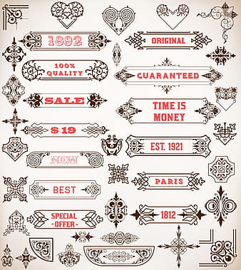 Conjunto de marcos y decoración vintage eps ai