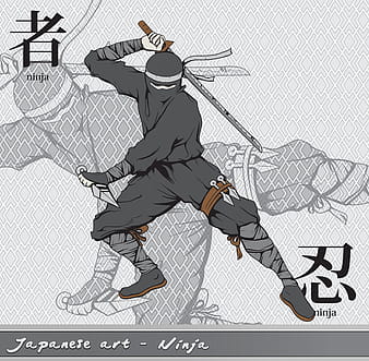 Ninja with kanji vector eps ai