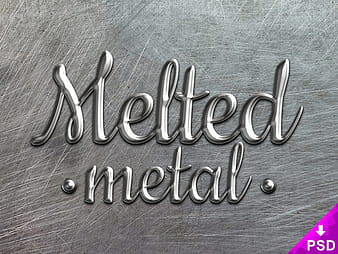 Melted Metal Text Style psd vector