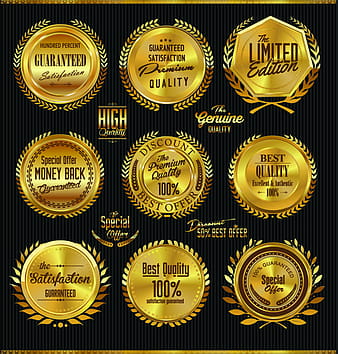 Golden laurel wreath badges vector eps