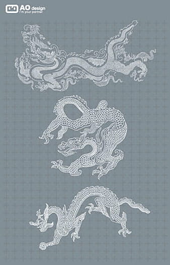 Classical Chinese dragon logo Line eps vector