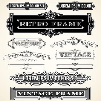 Etiquetas vintage y adornos con vector de marcos eps