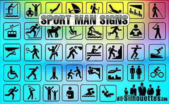 32 Sport Man Signs ai csh vector