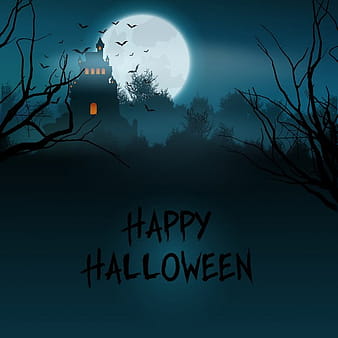 Halloween landscape with spooky castle eps vector