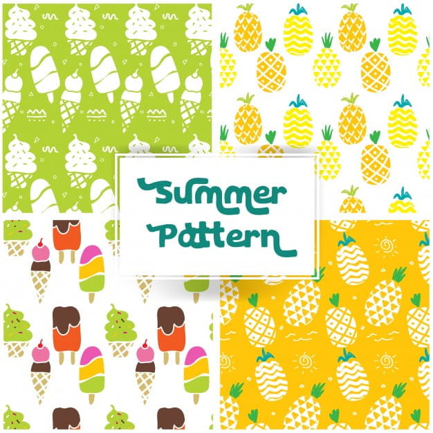Patrón de verano con piña y helado. ai eps | UIDownload