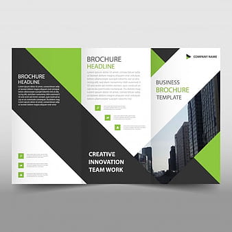 Green and black trifold leaflet template eps vector