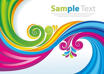 Arte vectorial de remolinos florales de arco iris eps