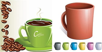 Coffee coffee beans mugs vector eps