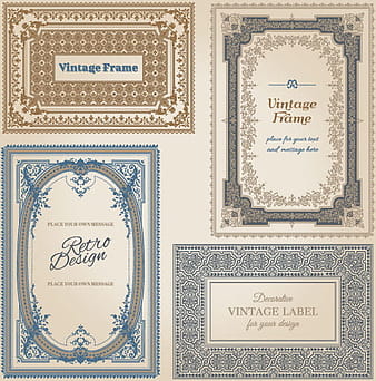 Conjunto de gráficos vectoriales de marco vintage decorativo eps