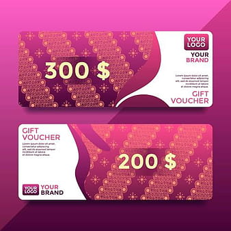 Magenta Batik Gift Card Voucher Templates Vector svg eps