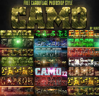Free camouflage style text effect psd vector