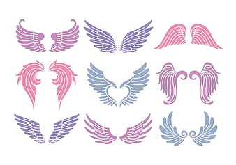 Conjunto de lindas alas de ángel ai eps svg