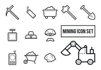 Conjunto de iconos de minería eps