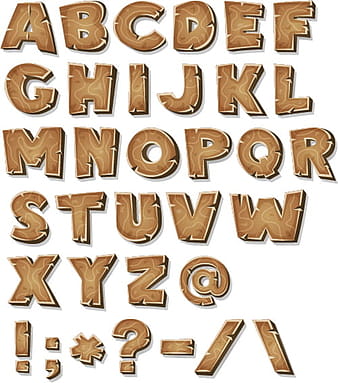 Wood texture alphabet with sign vector ai