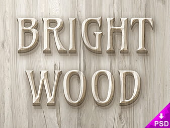 Wood Text Effect psd vector
