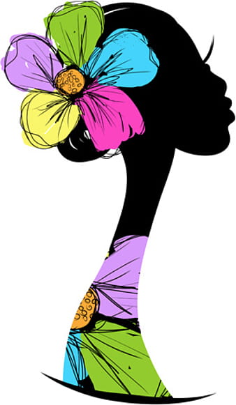 Hand drawn girls with flowers vector eps