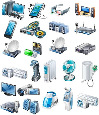 Household appliances icons vector ai eps