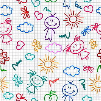 Hand drawn kid pattern eps ai vector