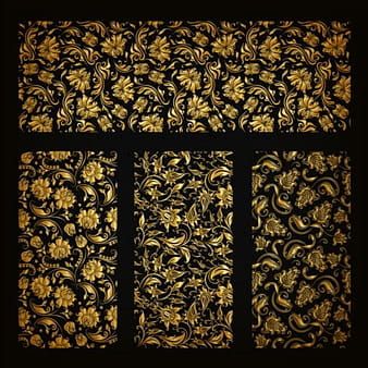 Golden floral ornaments vector material  eps