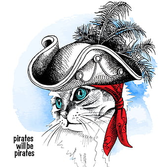 Cat Pirate portrait vector eps