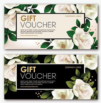 Gift voucher template with flower vector set  ai